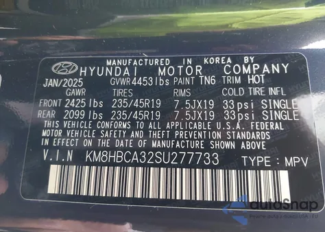 2025 Hyundai Kona N Line S z USA, uszkodzony, nr VIN KM8HBCA32SU277733